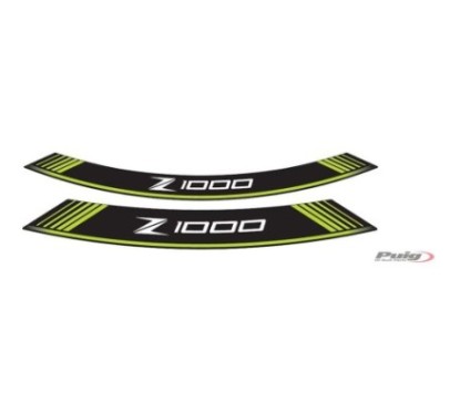 AUTOCOLLANTS DE ROUES PUIG KAWASAKI Z1000 VERT - L'ensemble AVEC est composE de 8 bandes adhEsives - COD. 7590V