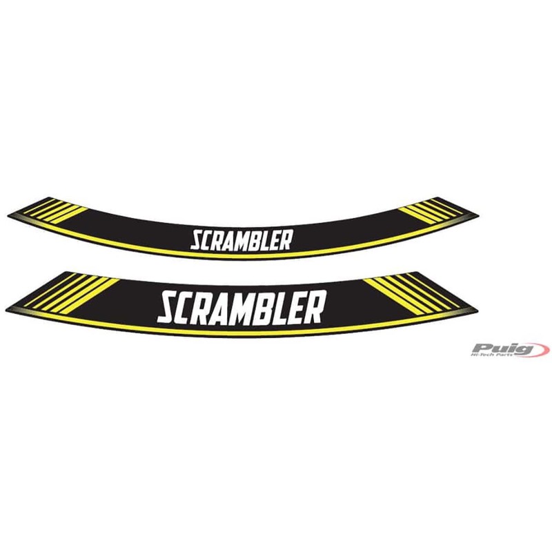 AUTOCOLLANTS DE ROUES PUIG DUCATI SCRAMBLER JAUNE - L'ensemble AVEC est composE de 8 bandes adhEsives - COD. 9134G