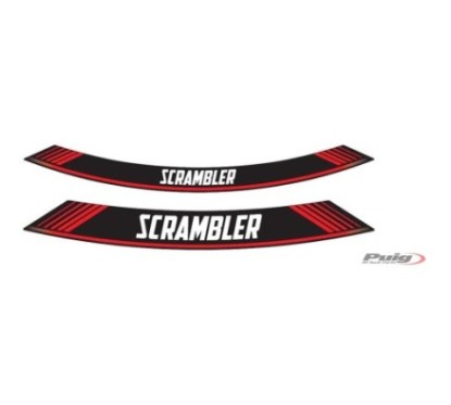 AUTOCOLLANTS PUIG POUR JANTES DUCATI SCRAMBLER ROUGE - L'ensemble AVEC est composE de 8 bandes adhEsives - COD. 9134R