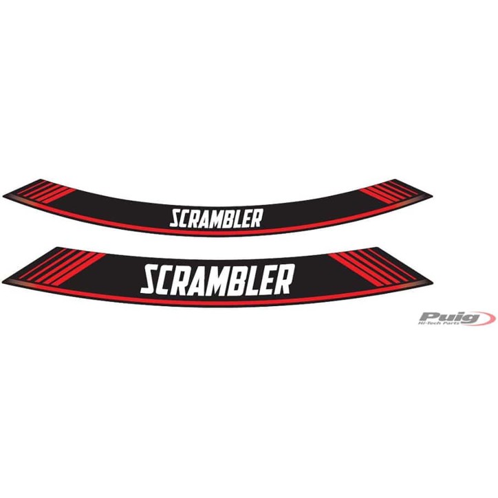 PUIG ADHESIVOS LLANTAS DUCATI SCRAMBLER ROJO - El set se compone de 8 tiras adhesivas - COD. 9134R