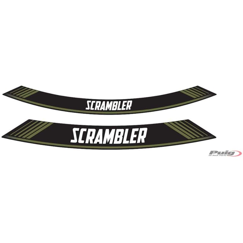 AUTOCOLLANTS POUR JANTES PUIG DUCATI SCRAMBLER VERT - L'ensemble AVEC est composE de 8 bandes adhEsives - COD. 9134V