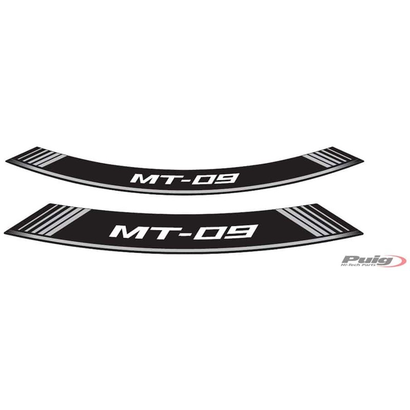 PUIG STICKERS FOR RIMS YAMAHA MT-09 SILVER - The set consists of 8 adhesive strips - COD. 9135P