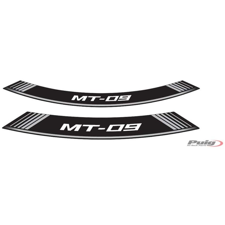 PUIG ADHESIVOS LLANTAS YAMAHA MT-09 PLATA - El set se compone de 8 tiras adhesivas - COD. 9135P