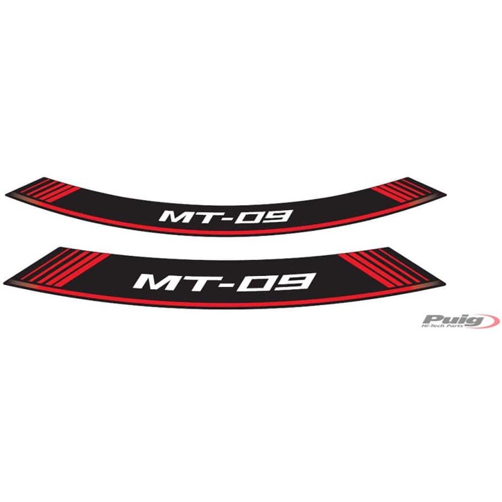 PUIG STICKERS FOR RIMS YAMAHA MT-09 RED - The set consists of 8 adhesive strips - COD. 9135R