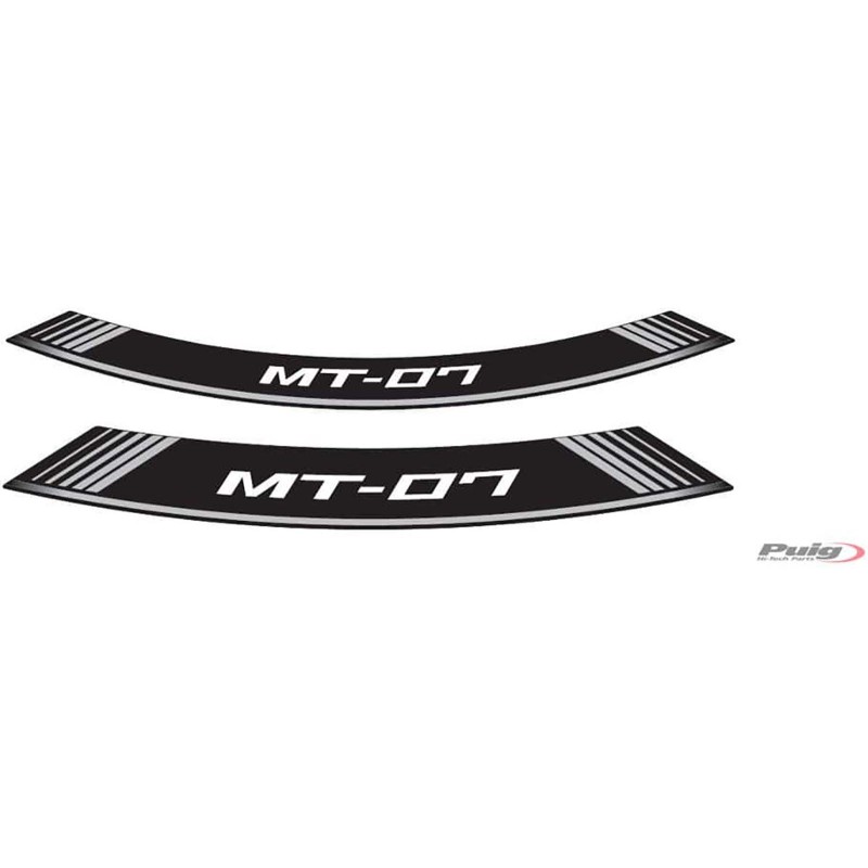 PUIG ADHESIVOS LLANTAS YAMAHA MT-07 PLATA - El set se compone de 8 tiras adhesivas - COD. 9136P