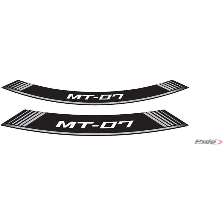 AUTOCOLLANTS POUR JANTES PUIG YAMAHA MT-07 ARGENT - L'ensemble AVEC est composE de 8 bandes adhEsives - COD. 9136P