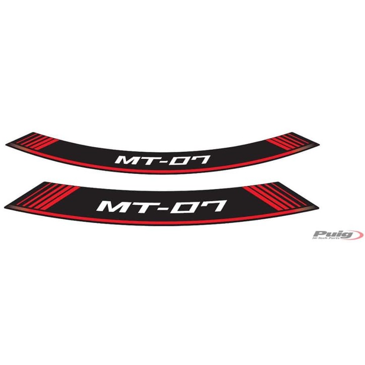 PUIG STICKERS RIMS YAMAHA MT-07 RED - The set consists of 8 adhesive strips - COD. 9136R