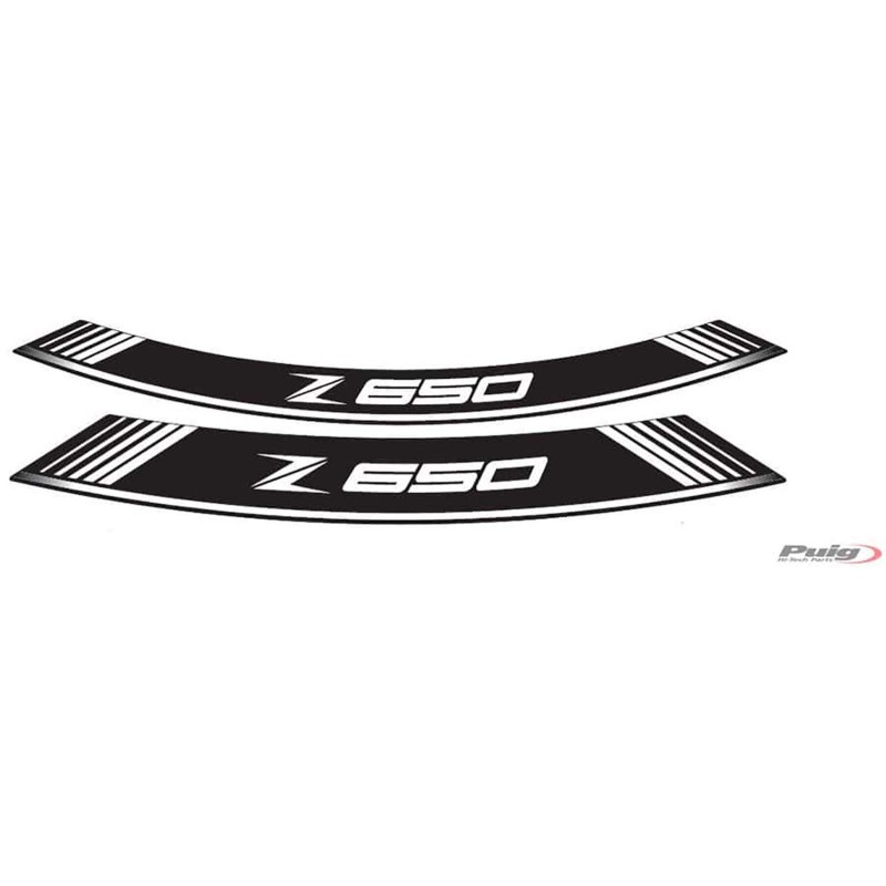 AUTOCOLLANTS JANTES BLANCS PUIG KAWASAKI Z650 - L'ensemble AVEC est composE de 8 bandes adhEsives - COD. 9290B