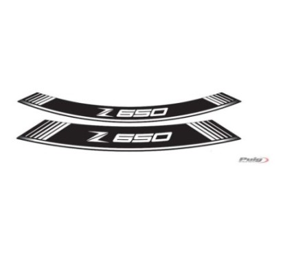 PUIG ADHESIVOS LLANTAS KAWASAKI Z650 BLANCO - El set se compone de 8 tiras adhesivas - COD. 9290B