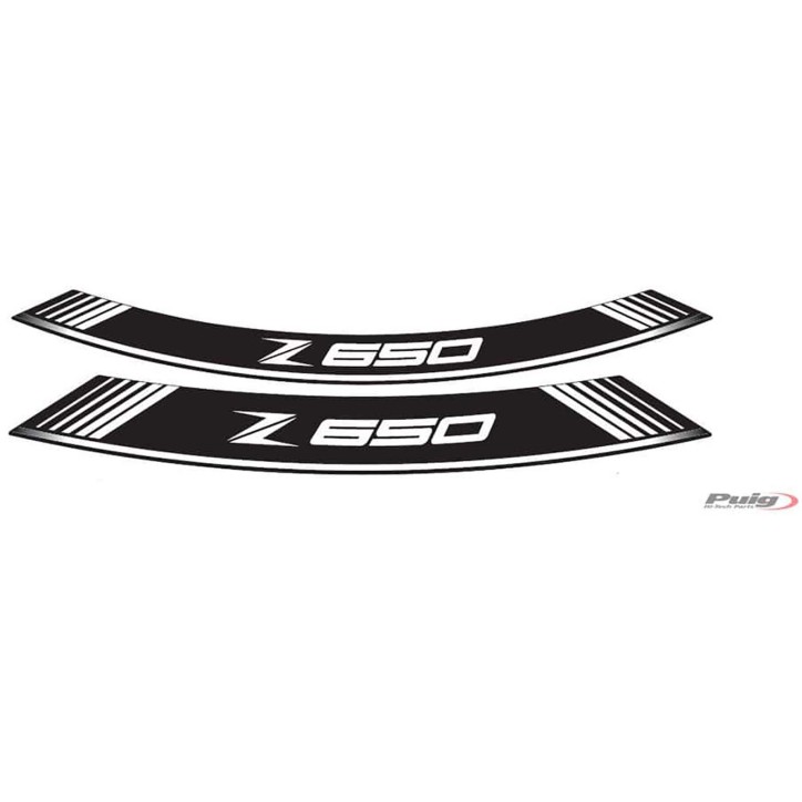 PUIG STICKERS FOR RIMS KAWASAKI Z650 WHITE - The set consists of 8 adhesive strips - COD. 9290B