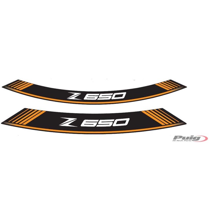 PUIG STICKERS FOR RIMS KAWASAKI Z650 ORANGE - The set consists of 8 adhesive strips - COD. 9290T