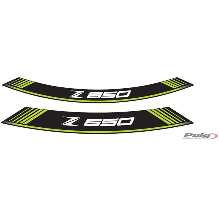 PUIG ADHESIVOS RUEDAS KAWASAKI Z650 VERDE - El set se compone de 8 tiras adhesivas - COD. 9290V