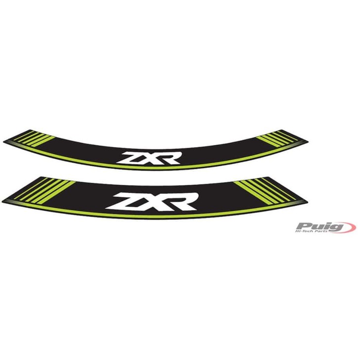 AUTOCOLLANTS DE ROUES PUIG KAWASAKI ZXR VERT - L'ensemble AVEC est composE de 8 bandes adhEsives - COD. 9292V