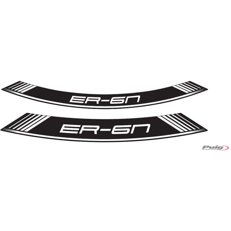 PUIG STICKERS FOR WHEELS KAWASAKI ER-6N/F WHITE - The set consists of 8 adhesive strips - COD. 9311B