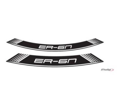 PUIG STICKERS FOR WHEELS KAWASAKI ER-6N/F WHITE - The set consists of 8 adhesive strips - COD. 9311B