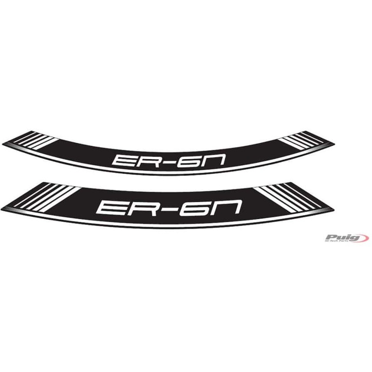 PUIG STICKERS FOR WHEELS KAWASAKI ER-6N/F WHITE - The set consists of 8 adhesive strips - COD. 9311B