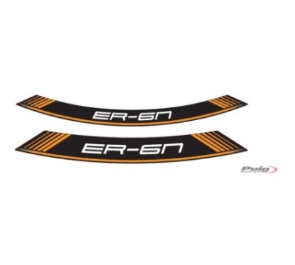 AUTOCOLLANTS DE ROUES PUIG KAWASAKI ER-6N F ORANGE - L'ensemble AVEC est composE de 8 bandes adhEsives - COD. 9311T