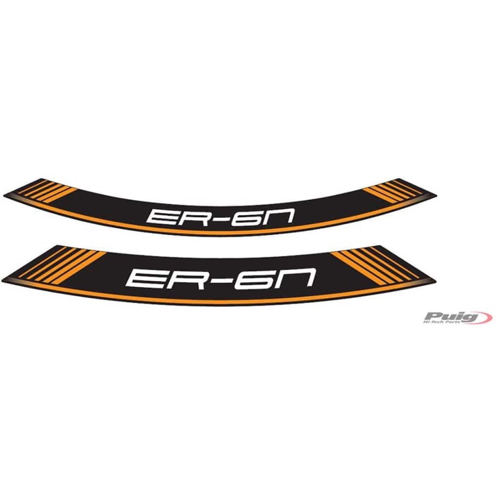 PUIG STICKERS FOR RIMS KAWASAKI ER-6N/F ORANGE - The set consists of 8 adhesive strips - COD. 9311T