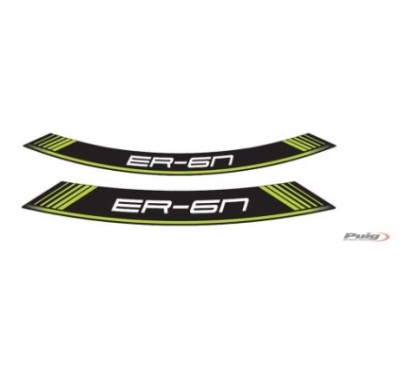 PUIG STICKERS FOR WHEELS KAWASAKI ER-6N/F GREEN - The set consists of 8 adhesive strips - COD. 9311V