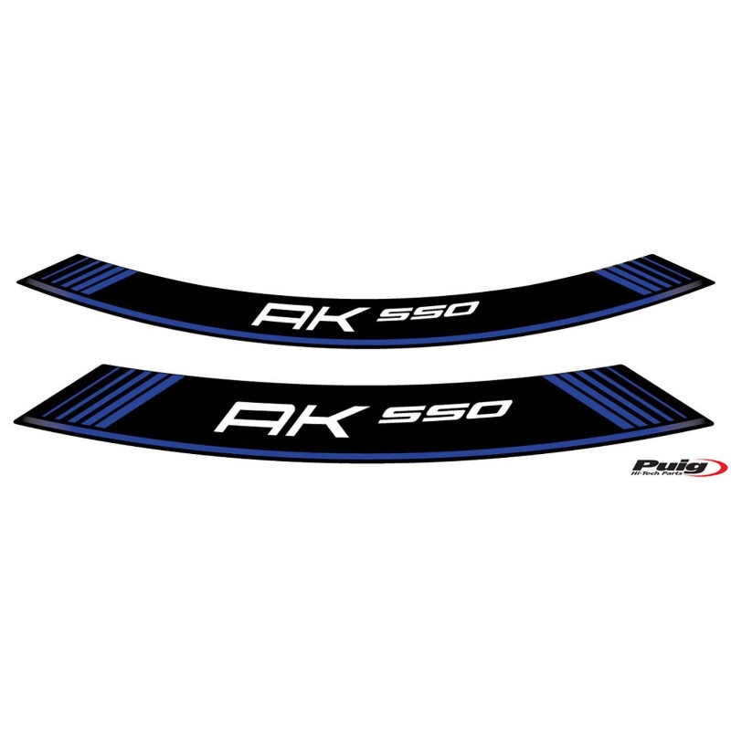 PUIG STICKERS FOR WHEELS KYMCO AK 550 BLUE - The set consists of 8 adhesive strips - COD. 9630A