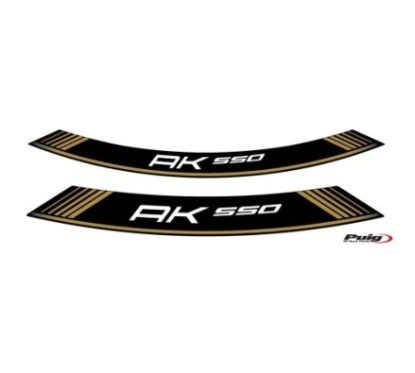 PUIG STICKERS FOR RIMS KYMCO AK 550 GOLD - The set consists of 8 adhesive strips - COD. 9630O