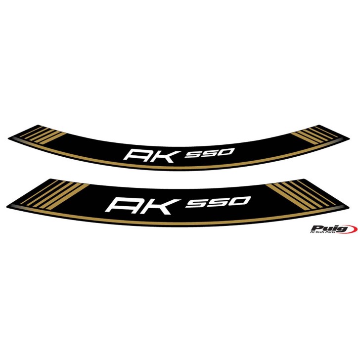 PUIG STICKERS FOR RIMS KYMCO AK 550 GOLD - The set consists of 8 adhesive strips - COD. 9630O