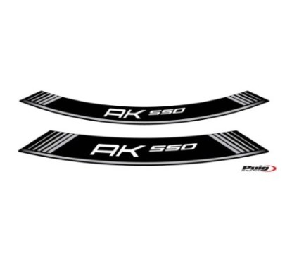 PUIG ADHESIVOS LLANTAS KYMCO AK 550 PLATA - El set se compone de 8 tiras adhesivas - COD. 9630P