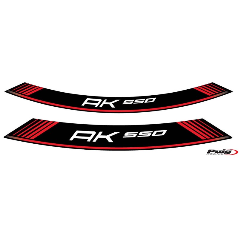 PUIG STICKERS FOR RIMS KYMCO AK 550 RED - The set consists of 8 adhesive strips - COD. 9630R