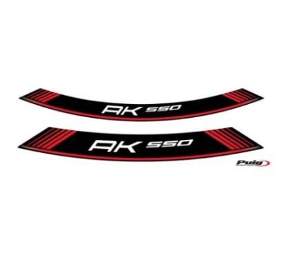 PUIG STICKERS FOR RIMS KYMCO AK 550 RED - The set consists of 8 adhesive strips - COD. 9630R