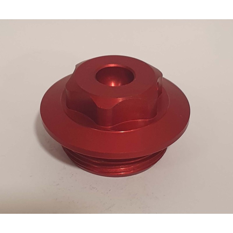 BOUCHON D'HUILE MOTEUR RACINGBIKE POUR KAWASAKI COULEUR ROUGE - COD. T003R - Filetage M30x1,5. - IL PROPOSE