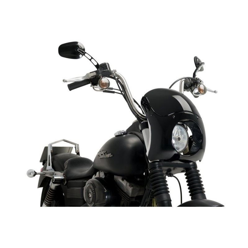 CUSTOM ACCES CUPOLINO SEMICARENATO BURNOUT PER HARLEY DAVIDSON DYNA 1690 FAT BOB ANNO 08-17 COLORE NERO