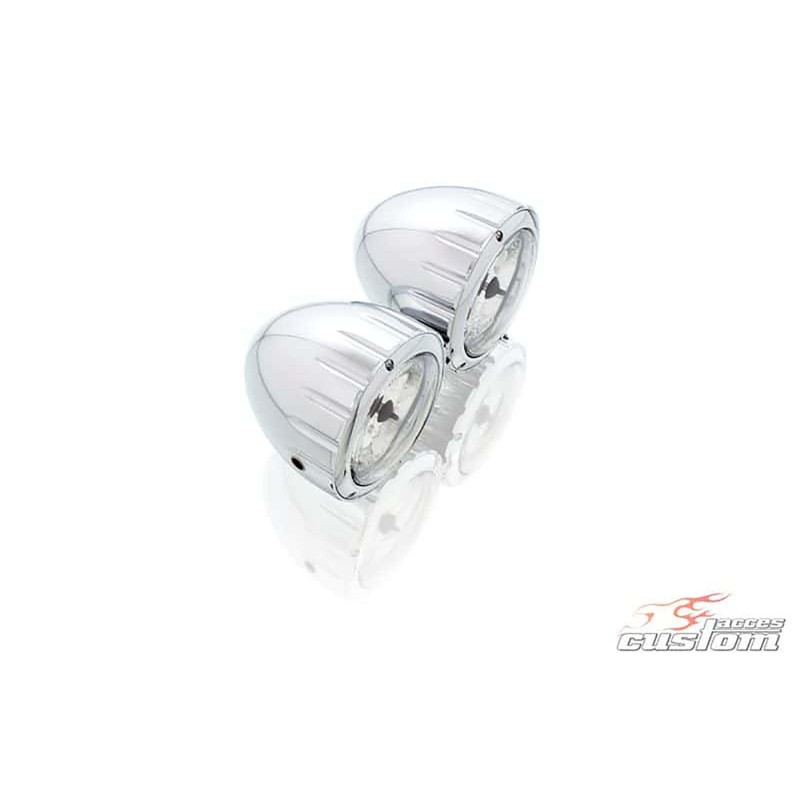 CUSTOM ACCES DOUBLE HALOGEN STAINLESS STEEL HEADLIGHT