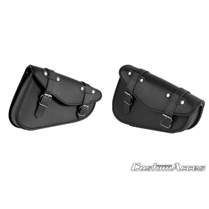 CUSTOM ACCES PAIR OF SIDE BAGS MOD. DETROIT BLACK - COD. APD001N - Features two buckle closures. Dimensions (HxW):