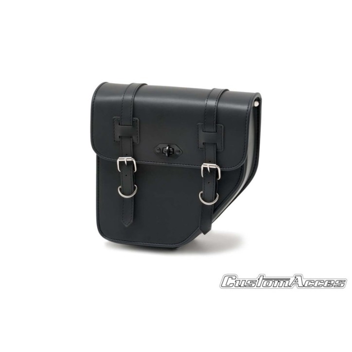 CUSTOM ACCES BORSA LATERALE DESTRA MOD. IBIZA CON BASE METALLICA NERO - COD. AP0014N - Presenta due chiusure con fibbia.