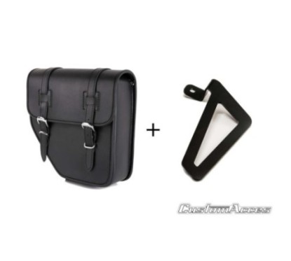 CUSTOM ACCES LEFT SIDE BAG MOD. IBIZA WITH BLACK SUPPORT - COD. APM002N - Features two buckle closures. Dimensions