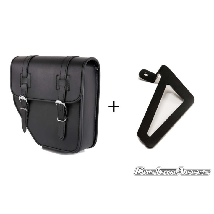 CUSTOM ACCES LEFT SIDE BAG MOD. IBIZA WITH BLACK SUPPORT - COD. APM002N - Features two buckle closures. Dimensions