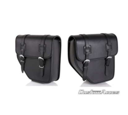 CUSTOM ACCES PAIR OF SIDE BAGS MOD. IBIZA BLACK - COD. API001N - Features two buckle closures. Dimensions (HxW):