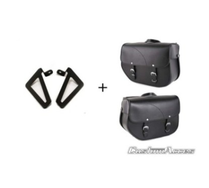 CUSTOM ACCES PAIR OF SADDLEBAGS WITH SUPPORT MOD. SAINT LOUIS BLACK - COD. APS002N - It has two closures. Dimensions: